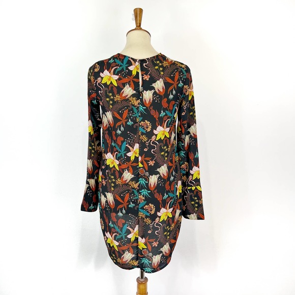 H & M botanical garden floral print tunic top blouse long sleeve Size 4 - Picture 2 of 9